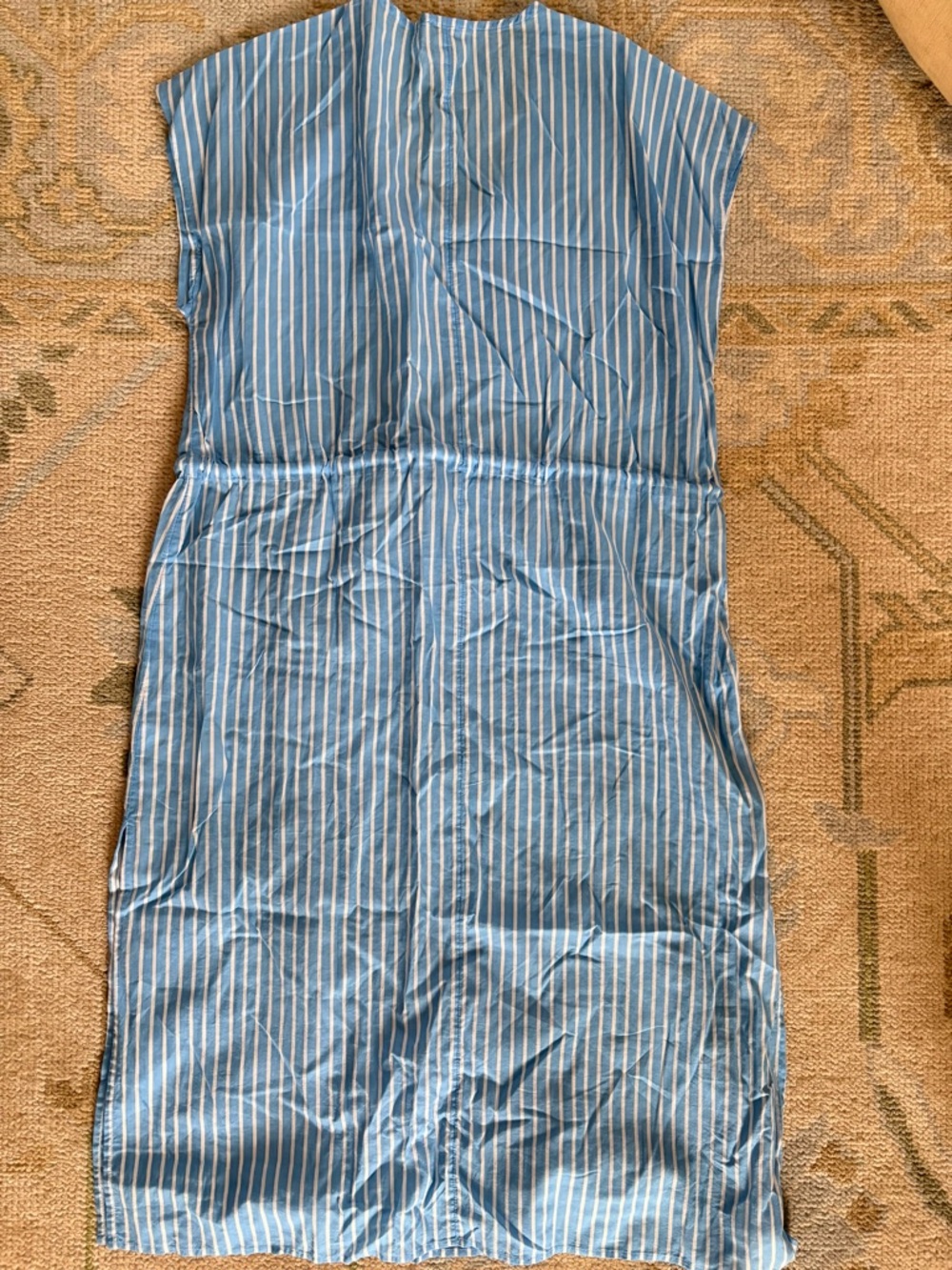 NWOT Jcrew Blue & White Striped V-Neck Drawstring Swim Cover-up - Picture 4 of 4